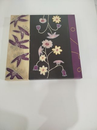 Cuadro Decorativo Floral Beige y Morado