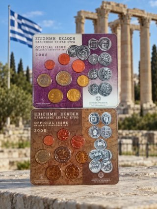 Carteras Oficiales Monedas Euro Grecia 2006 y 2008
