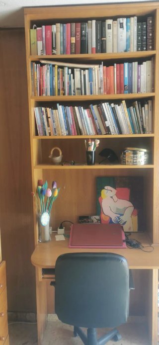 Mueble librería y escritorio de madera