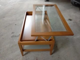 Mesa de centro madera y cristal extraíble