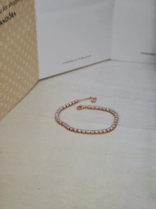 Pulsera Pandora color Oro Rosa Brillantes plata