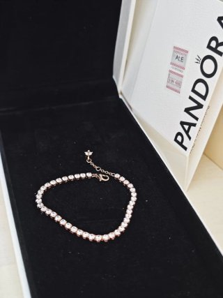 Pulsera Pandora color Oro Rosa Brillantes plata