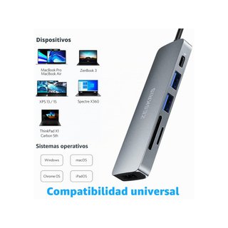 ZESKRIS Hub USB C 6 en 1 HDMI 4K