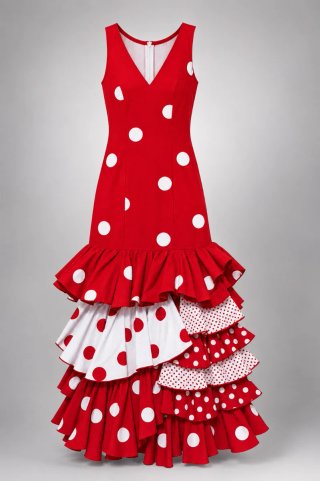 Traje Flamenca Rojo Lunares Talla 40
