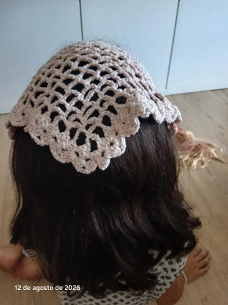 Bandana de crochet rosa para niña 5/12 años