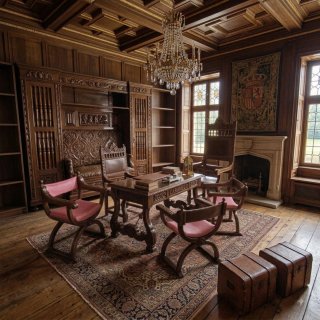 Espectacular conjunto de muebles antiguos tallados