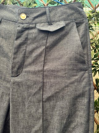 Pantalón ancho azul mujer