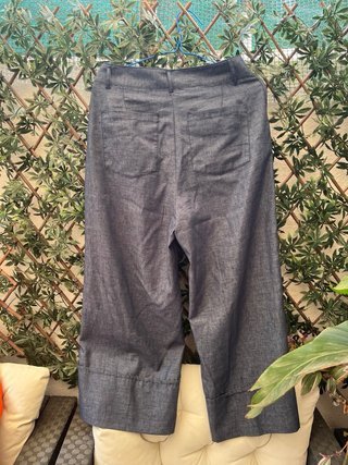 Pantalón ancho azul mujer