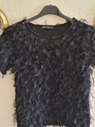 2 Blusas Zara Negra y anaranjada