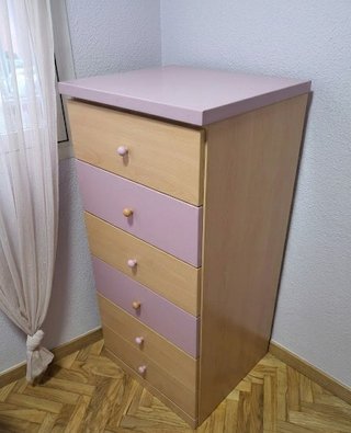 Cajonera juvenil 6 cajones madera y rosa