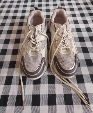 Zapatillas deportivas beige/marrón talla 37