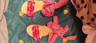 Sandalias Cuadro Vichy Rojas Talla 38
