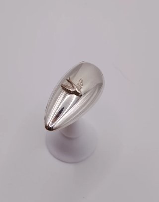 Uña Plata 925 con Corazón y Gorrion.