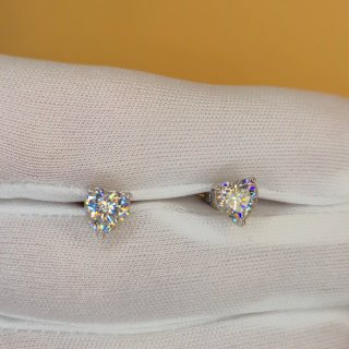 Pendientes Corazón Plata y Moisanita