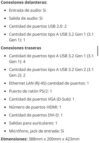 PC sobremesa + teclado + raton