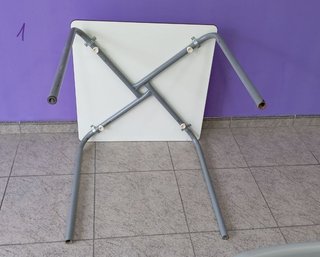 Mesa alta tipo bar madera y metal 70x70x70 cm