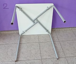 Mesa alta tipo bar madera y metal 70x70x70 cm
