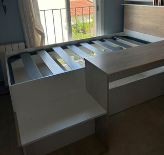 Cama compacta 90x190cm con escritorio y almacenaje