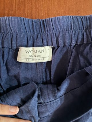 Pantalón de lino azul mujer El Corte Inglés