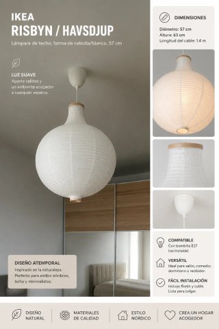 Lámpara de techo IKEA RISBYN/HAVSDJUP