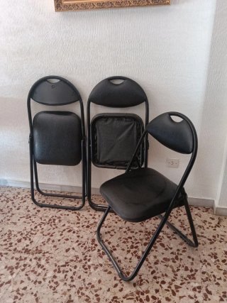 Conjunto de 3 sillas plegables negras