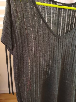 Vestido corto negro efecto traslúcido, ibicenco