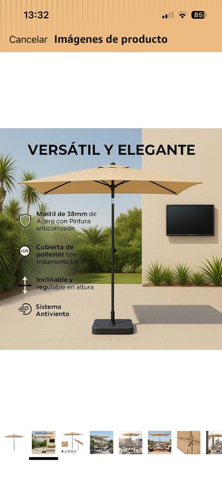 Parasol MONTY inclinable 175x175cm