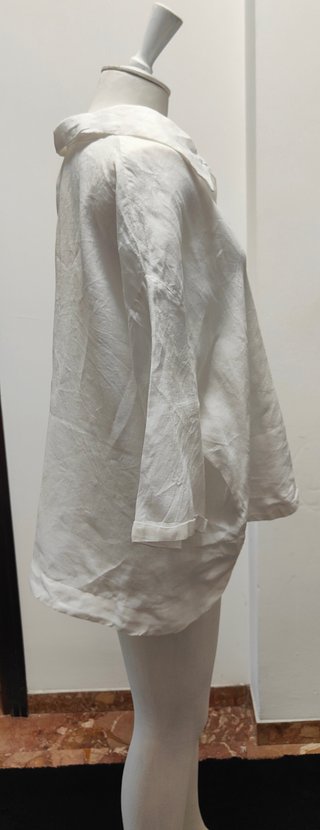 Blusa Zara Lino Bianca Manica Corta