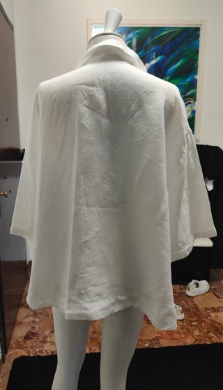 Blusa Zara Lino Bianca Manica Corta