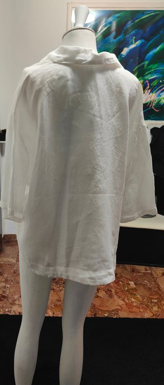 Blusa Zara Lino Bianca Manica Corta
