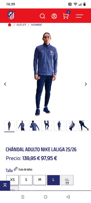 Chándal Atlético de Madrid Talla L Nike adulto