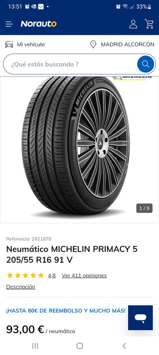 2 Neumáticos Michelin Primacy 5 205/55 R16
