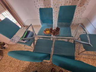 Mesa de comedor cristal y metal