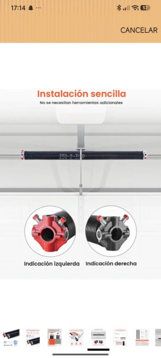 Resortes muelles para puerta de garaje 787mm