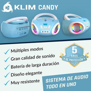 Reproductor CD KLIM MP3 Radio FM Azul Blanco