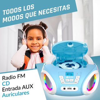 Reproductor CD KLIM MP3 Radio FM Azul Blanco