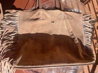 Bolso Serraje Flecos Beige ocasion !