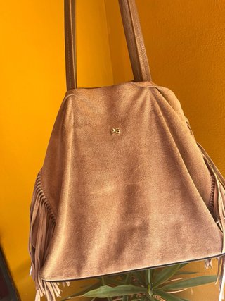 Bolso Serraje Flecos Beige ocasion !