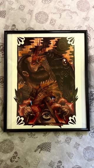 Lámina Tatuaje Neotradicional Cuervo Ojo