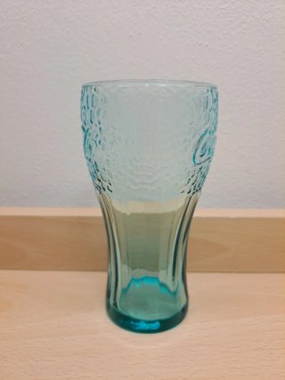 Bicchiere Coca Cola azzurro in vetro