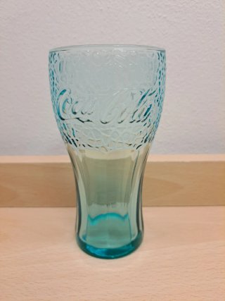 Bicchiere Coca Cola azzurro in vetro