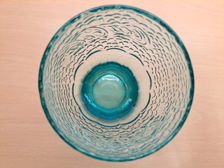 Bicchiere Coca Cola azzurro in vetro