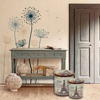 Set 2 Pouf Contenitore Tondo in Metallo Parigi