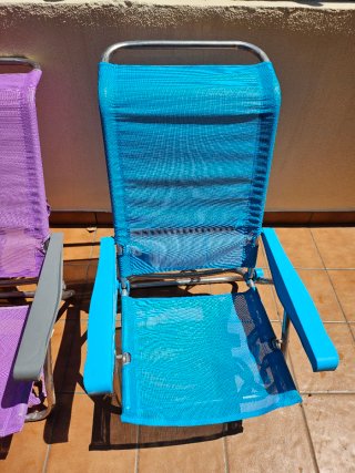 2 Sillas Playa Plegables Azul y Morado