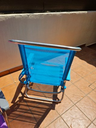 2 Sillas Playa Plegables Azul y Morado