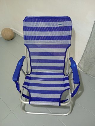 Silla de Playa Monty Rayas Azul y Plata