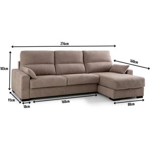 Sofá 3 plazas extensible + chaislongue arcón