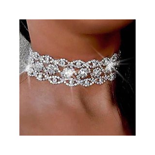Prosy collar plateado cristales ajustable mujer