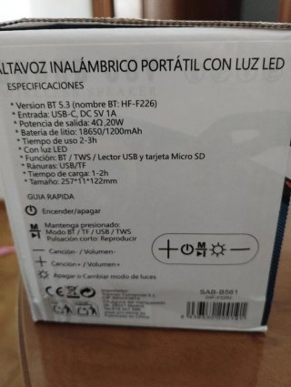 Altavoz H&F HF-F226 Azul LED 20W