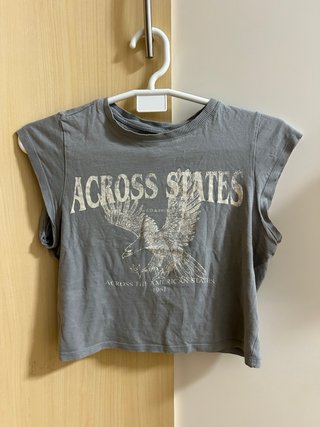 Camiseta gris con estampado de águila